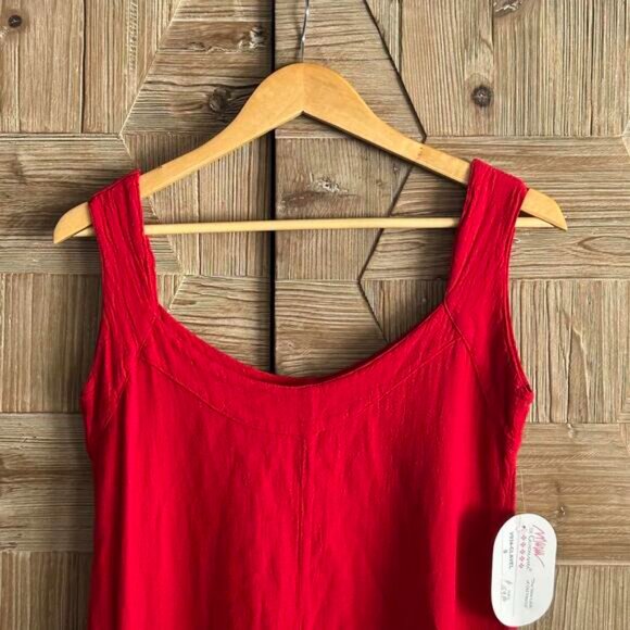 NWT Womens Midi Dress Sz Small Red Shark Bite Hem Bohochic - Picture 2 of 5